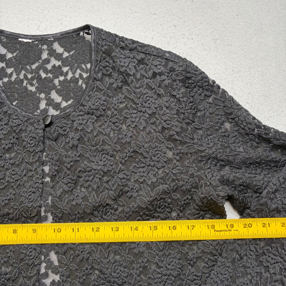 Unbranded Lace Cardigan Womens M Black Y2K Floral Mesh Scalloped Shrug Bolero - Picture 7 of 9